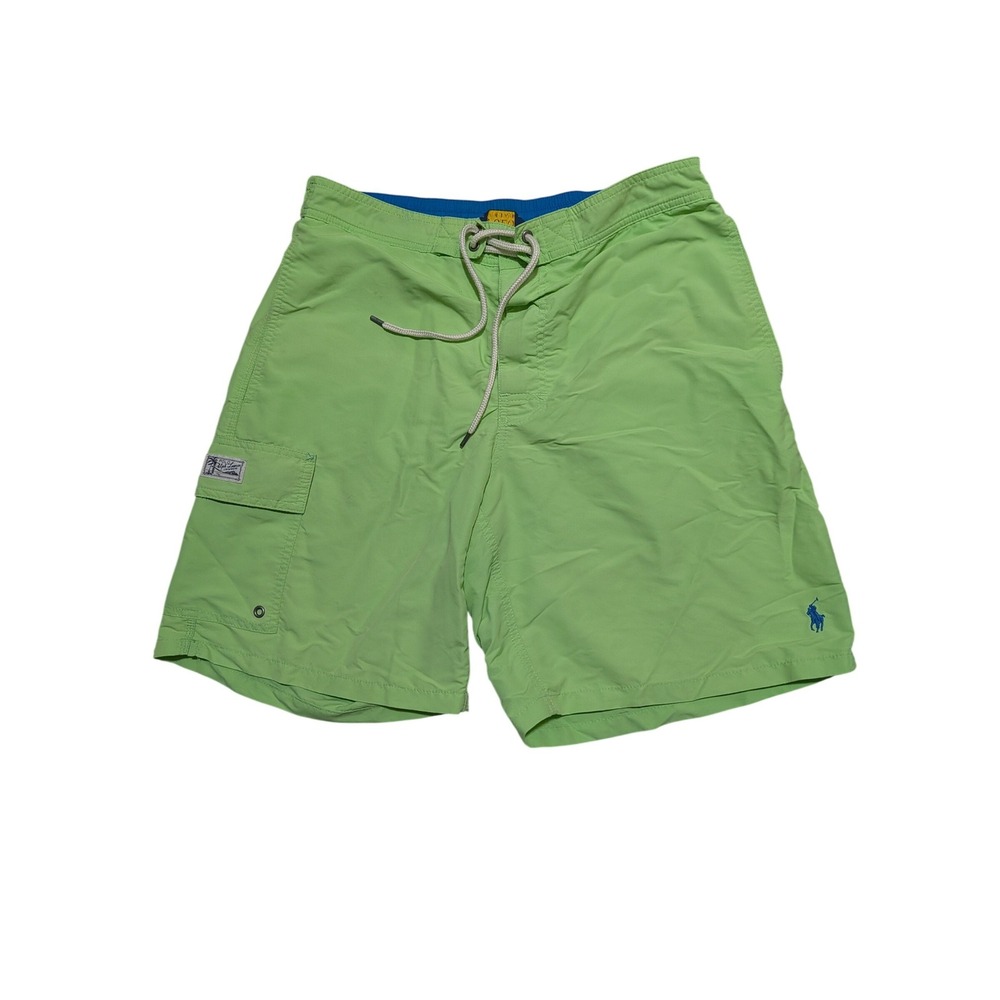 Polo Ralph‎ Lauren Mens Lime Green Swim Trunks Cargo Board Shorts Size Medium